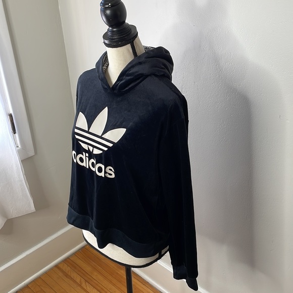Adidas Originals Trefoil Velour Hoodie - Picture 4 of 8